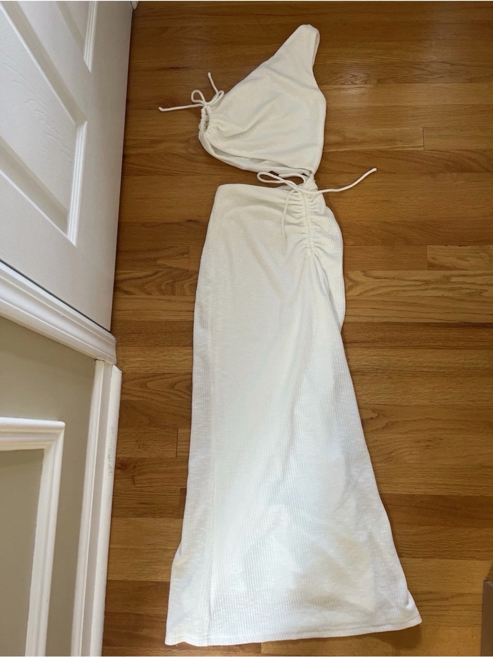 SABO SKIRT Women’s White Ruched Maxi Tank Dress One Shoulder Size XXS/US 0/AUS 4